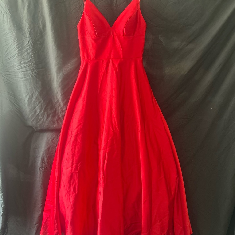 Betsy & Adam Red Spaghetti Strap Sundress for Prom